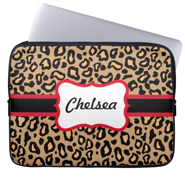 Custom Leopard Print Laptop Sleeve Gift (Front)