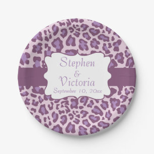 Custom Leopard Print Purple Lavender Paper Plates