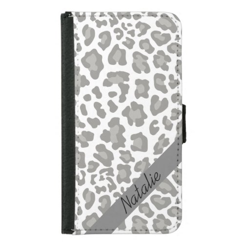 Custom Leopard Print White and Gray Wallet Case