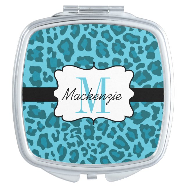 Custom Leopard Shades of Blue Compact Mirror (Front)