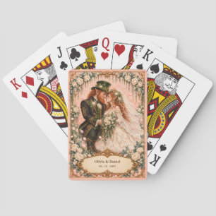 Custom Leprechaun Bride and Groom Wedding Favor Poker Cards
