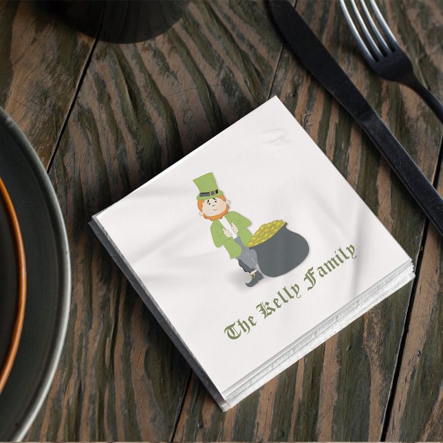 Custom Leprechaun Lucky Green Personalized Napkins (Creator Uploaded)