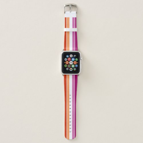 Custom Lesbian Flag Colors Stripes With Name Apple Watch Band
