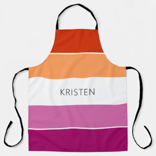 Custom Lesbian Flag Colors Stripes With Name Apron