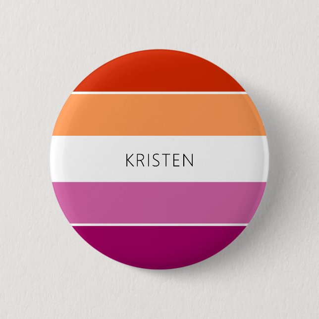 Custom Lesbian Flag Colors Stripes With Name Button (Front)