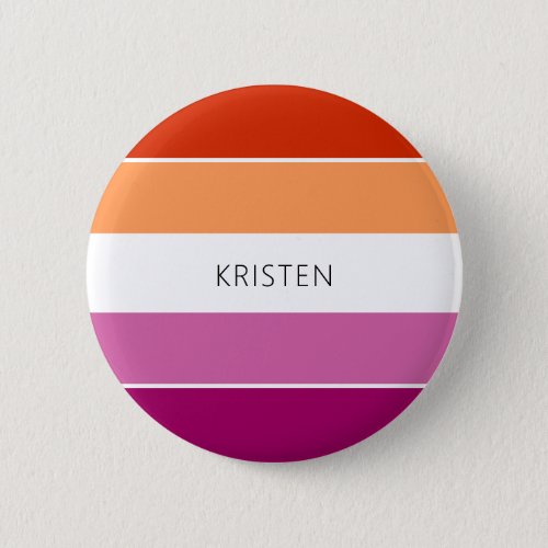 Custom Lesbian Flag Colors Stripes With Name Button