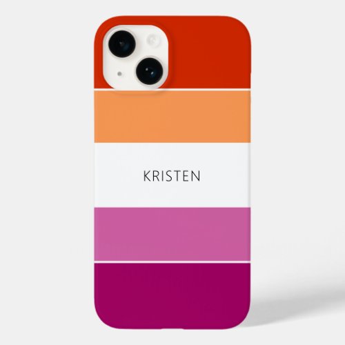 Custom Lesbian Flag Colors Stripes With Name Case_Mate iPhone 14 Case