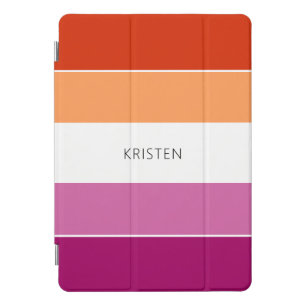 Custom Lesbian Flag Colors Stripes With Name iPad Pro Cover