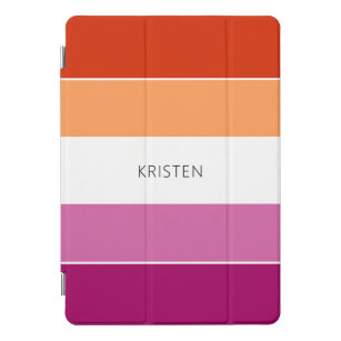 Custom Lesbian Flag Colors Stripes With Name iPad Pro Cover