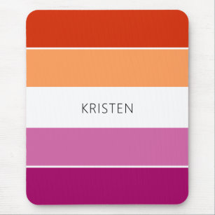 Custom Lesbian Flag Colors Stripes With Name Mouse Pad