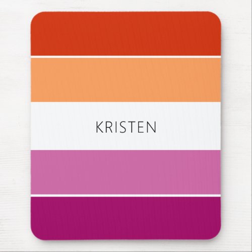 Custom Lesbian Flag Colors Stripes With Name Mouse Pad