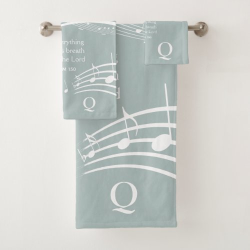 Custom LET EVERYTHING THAT HAS BREATH Music Notes Bath Towel Set