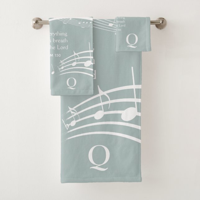 Custom LET EVERYTHING THAT HAS BREATH Music Notes Bath Towel Set (Insitu)