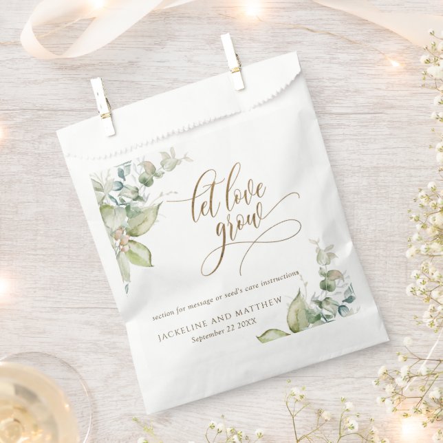 Custom, Let Love Grow, Elegant Seeds Favor Bag (Clipped)