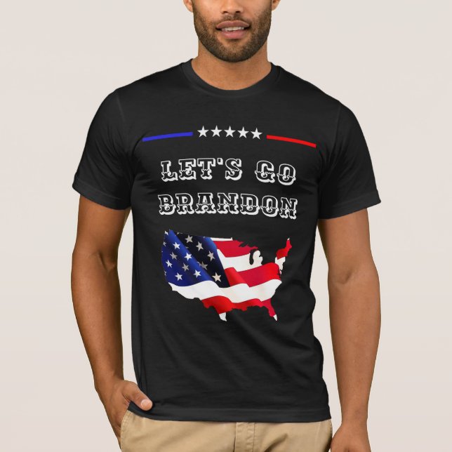 Custom LET'S GO BRANDON Funny Trump USA Flag T-Shirt (Front)