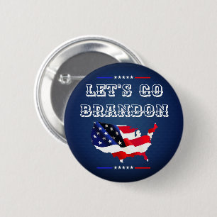 Custom LET'S GO BRANDON Trump 2024 American Flag Button