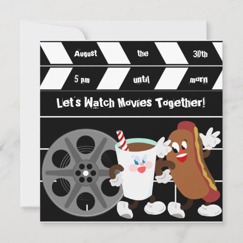 Custom Lets Watch Movies Birthday Invitations