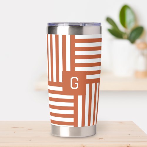 Custom Letter Amber White Stripes Hot Cold Tumbler