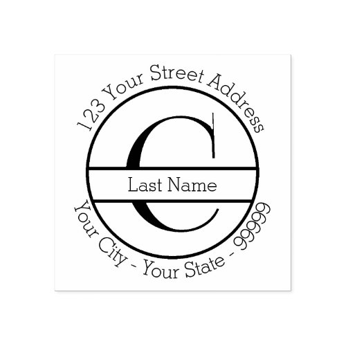 Custom Letter C Monogram Name And Return Address Rubber Stamp