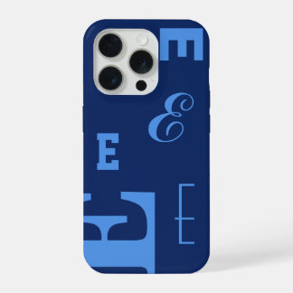 Custom Letter, Color Pop Monogram, Navy & Blue iPhone 15 Pro Case