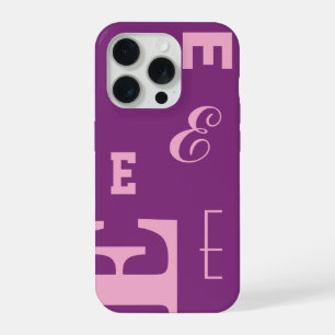 Custom Letter, Color Pop Monogram, Purple & Pink iPhone 15 Pro Case
