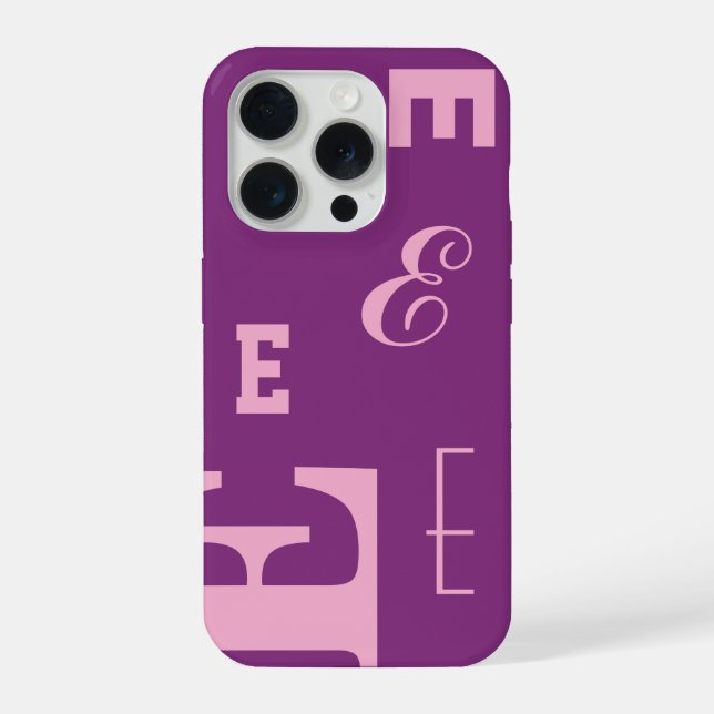 Custom Letter, Color Pop Monogram, Purple & Pink iPhone Case (Back)