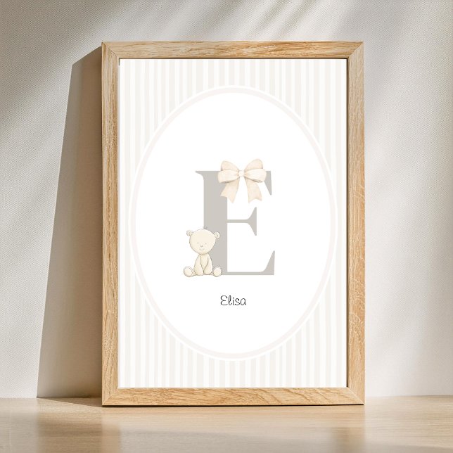 Custom Letter E Nursery Wall Art - Baby Name Print (Letter E Nursery Wall Art - Custom Baby Name Print)