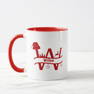 Custom Letter F Name Christmas Monogram Mug