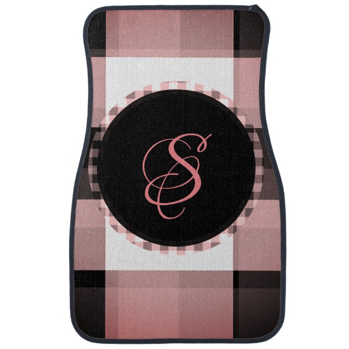 Custom Letter Floor Mats Monogram Checkered Car Floor Mat Zazzle Com