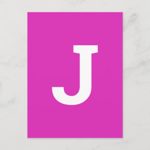 Custom Letter Hot Pink Modern Alphabet Initial Postcard