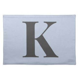 Custom Letter Initial Cloth Placemat Blue Minimal