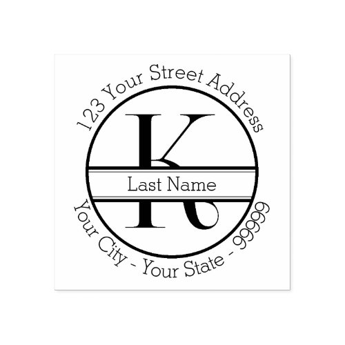 Custom Letter K Monogram Name And Return Address Rubber Stamp