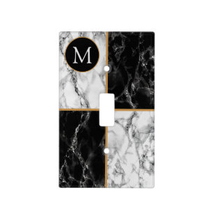 Custom Letter Light Switch Cover Faux Marble Stone
