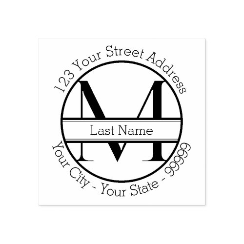 Custom Letter M Monogram Name And Return Address Rubber Stamp