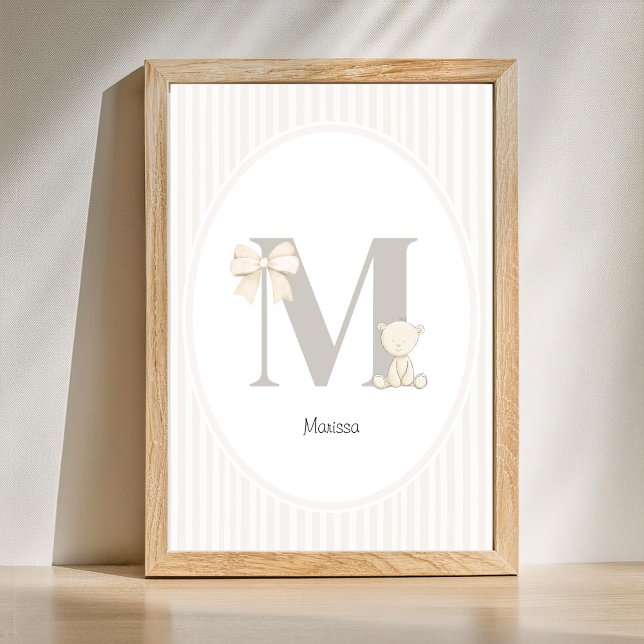 Custom Letter M Nursery Wall Art – Baby Name Print (Letter M Nursery Wall Art - Custom Baby Name Print)