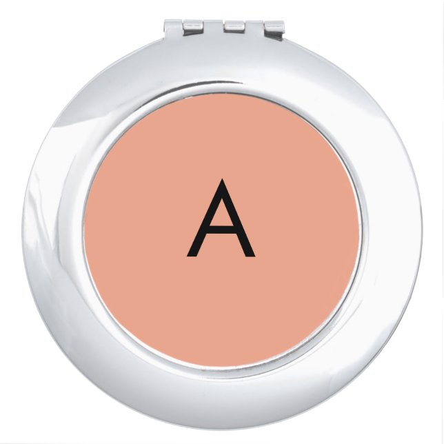 Custom Letter Monogram Peach  Compact Mirror (Front)