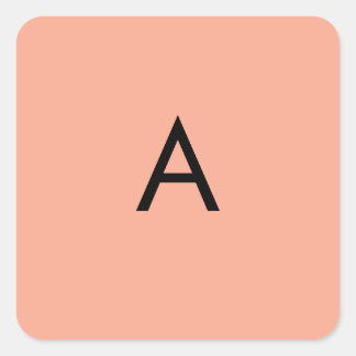 Custom Letter Monogram Peach Square Sticker