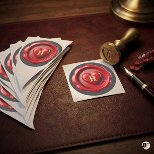 Custom Letter Monogram Red Heart Wax Seal Envelope