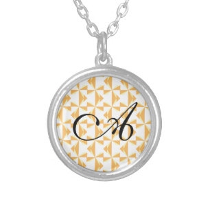 Custom Letter Pumpkin Pinwheels Silver Plated Necklace