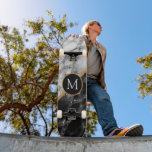 Custom Letter Skateboard Black White Marble<br><div class="desc">Personalized Black & White Marble Stone Gift MIGNED Design  - Add Your Letter / Year - Age / Number / More - with Customization tool !</div>