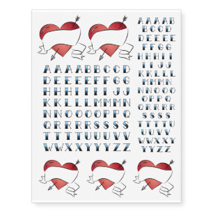 Custom Letter Traditional MOM Heart Tattoo