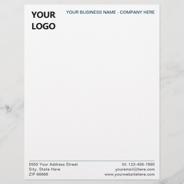 Custom Letterhead with Company Logo Name Address (Front)