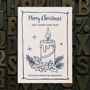 Custom Letterpresed Christmas Card, Candle Letterpress Photo Cards