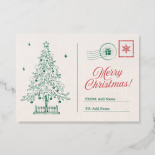 Custom Letterpress Vintage Postcard, Christmas Photo Cards