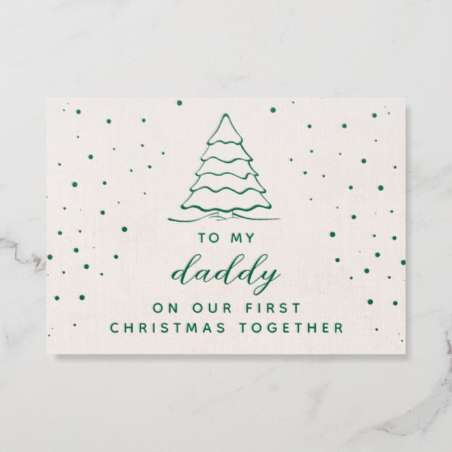 Custom Letterpressed Daddy First Christmas  Letterpress Photo Cards (Front)