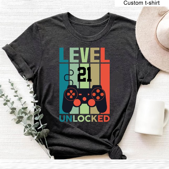 Custom Level 21 Unlocked Video Gamer 21st Birthday T-Shirt (Custom Level 21 Unlocked Video Gamer 21st Birthday T-Shirt)