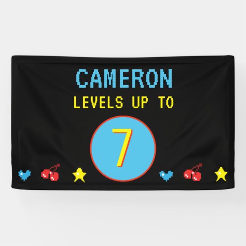 Custom Level Up Custom Video Gamer 7th Birthday Banner