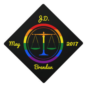 Custom LGBT Legal Symbol Rainbow Scales Graduation Cap Topper