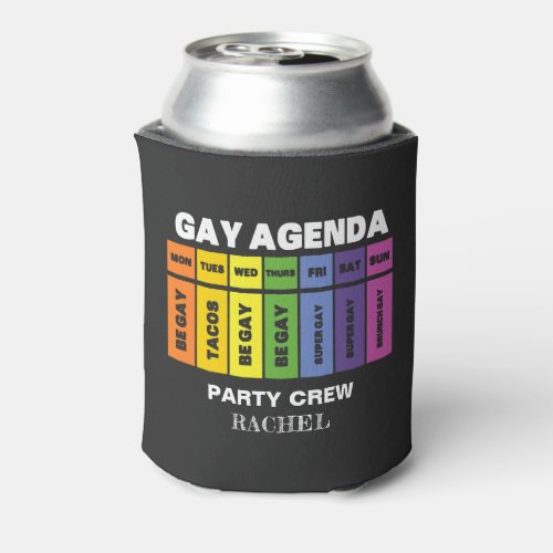 Custom LGBT Party Crew Gay Agenda Rainbow Can Cooler