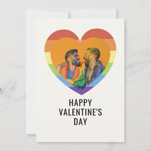 CUSTOM LGBT Valentines Day Elegant  Heart Photo Holiday Card